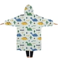 thumbnail image 2 of Oversized Wearable Blanket Hoodie,Light Toned Dinosaur with ROAR Pattern Sherpa Blanket Hoodie with Super Pockets,Super Warm Fuzzy Pullover for Women & Men, 2 of 6