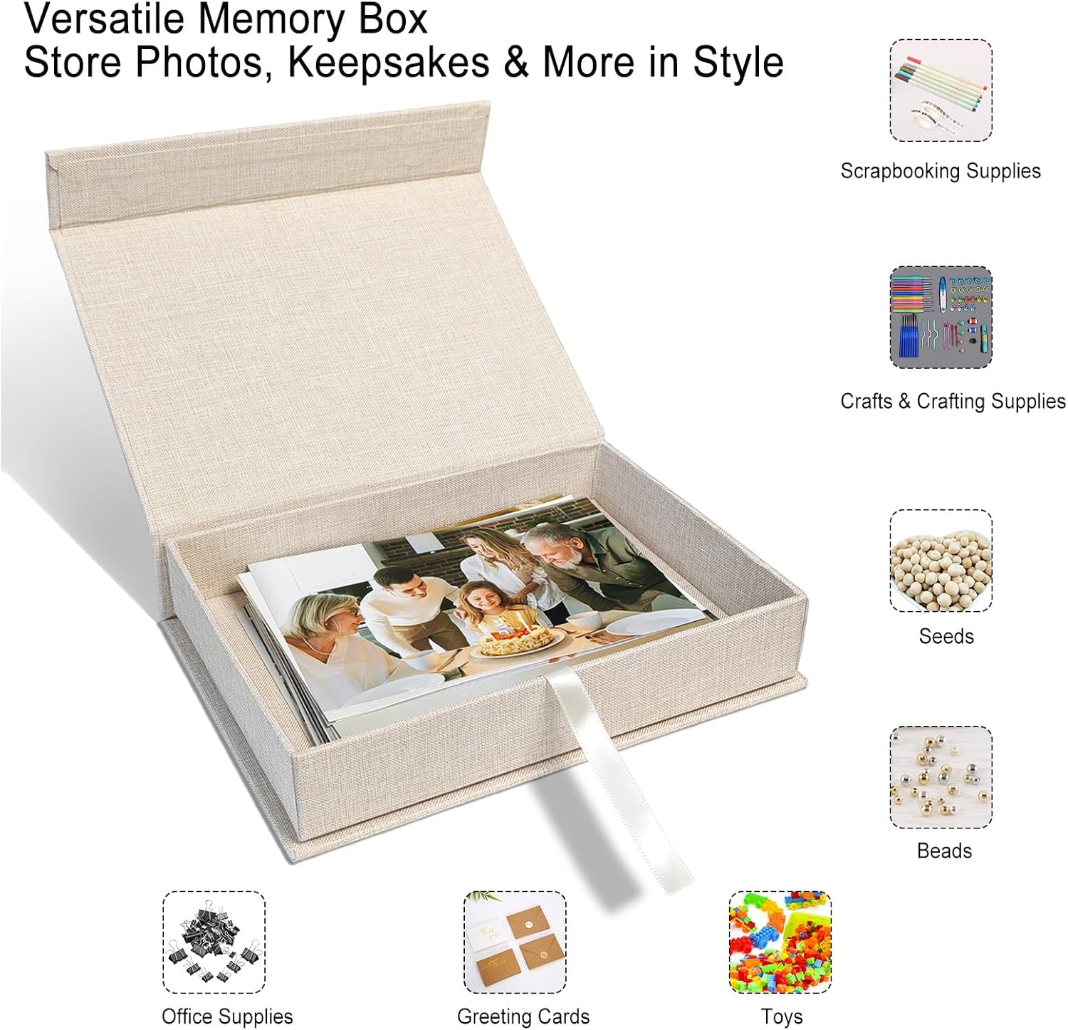 Lanola 8x10 Archival Photo Storage Box with Lid – Stackable Memory Keepsake Organizer for Photos, Certificates, Jewelry & Scrapbooking Supplies Grass Green