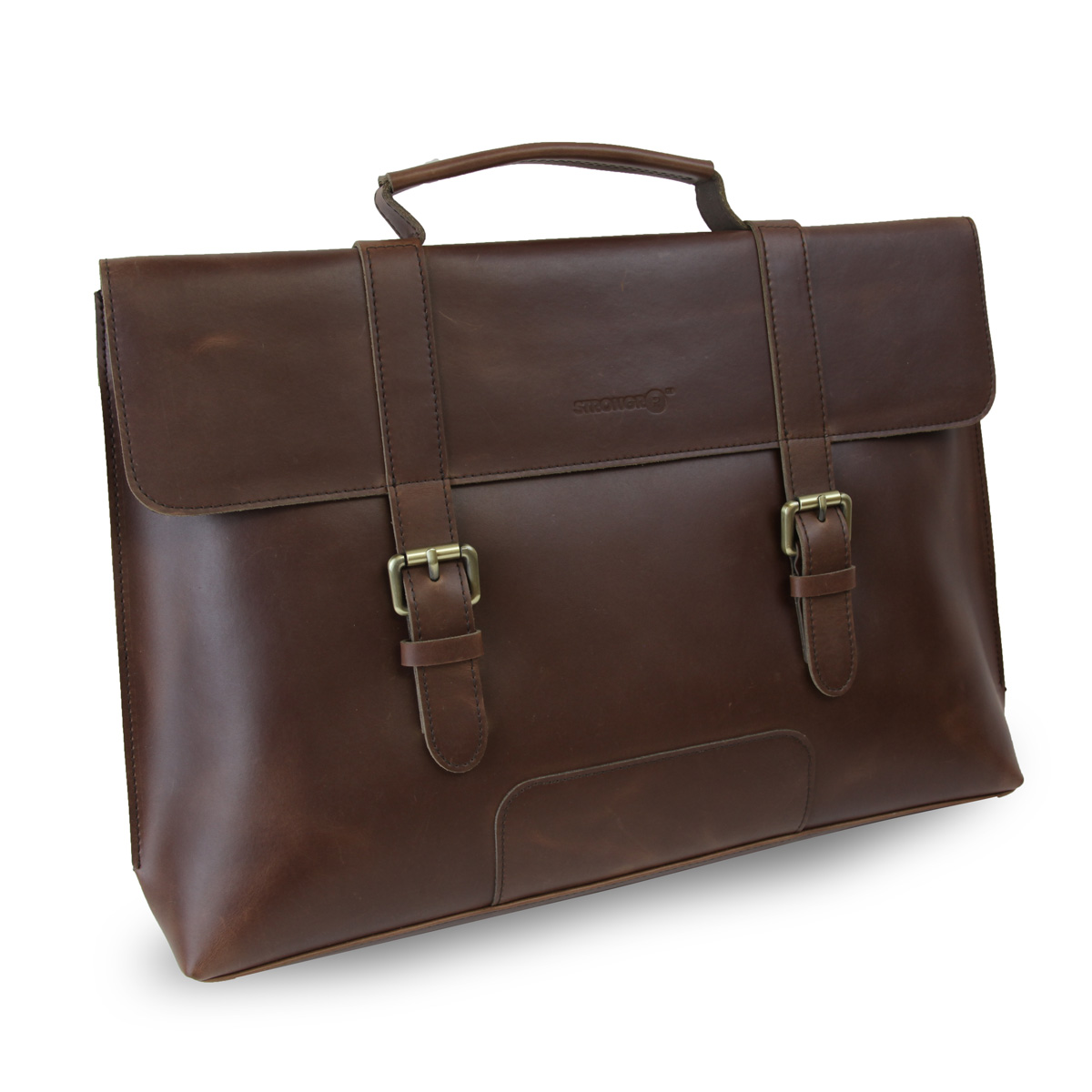 Strongrr Leather Briefcase Bag can Carry 17 inch Laptop (Brown