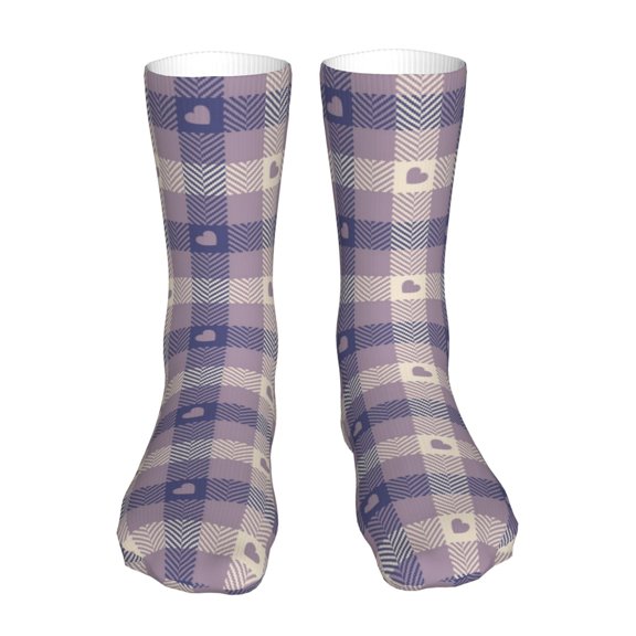 Xecao Heart Check Plaid Print Fashion No Heel Casual Crew Socks Cushioned Breathable for Men Women - Moisture wicking,Not easy to fade Suitable for daily