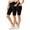 thumbnail image 3 of 2 Pack Women's High Waisted Biker Shorts With Pockets Tummy Control Active Bike Short, 3 of 5