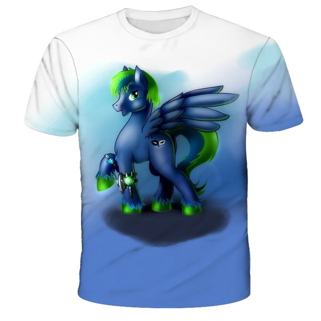 Verano niñas 3-14 años unicornio camiseta 3d estampado lindo dibujos animados poliéster Tops manga corta camisetas Kids6T Gao Jinjia LED