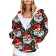 thumbnail image 1 of LOVZFMLL Vestes pour Femmes Imprimé de Noël Poche Zippée Manches Longues Sweat à Capuche, 1 of 4