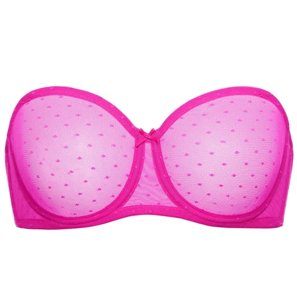 Sostén DOBREVA 38C Sin Tirantes Transparente Sin Relleno con Aros Fucsia