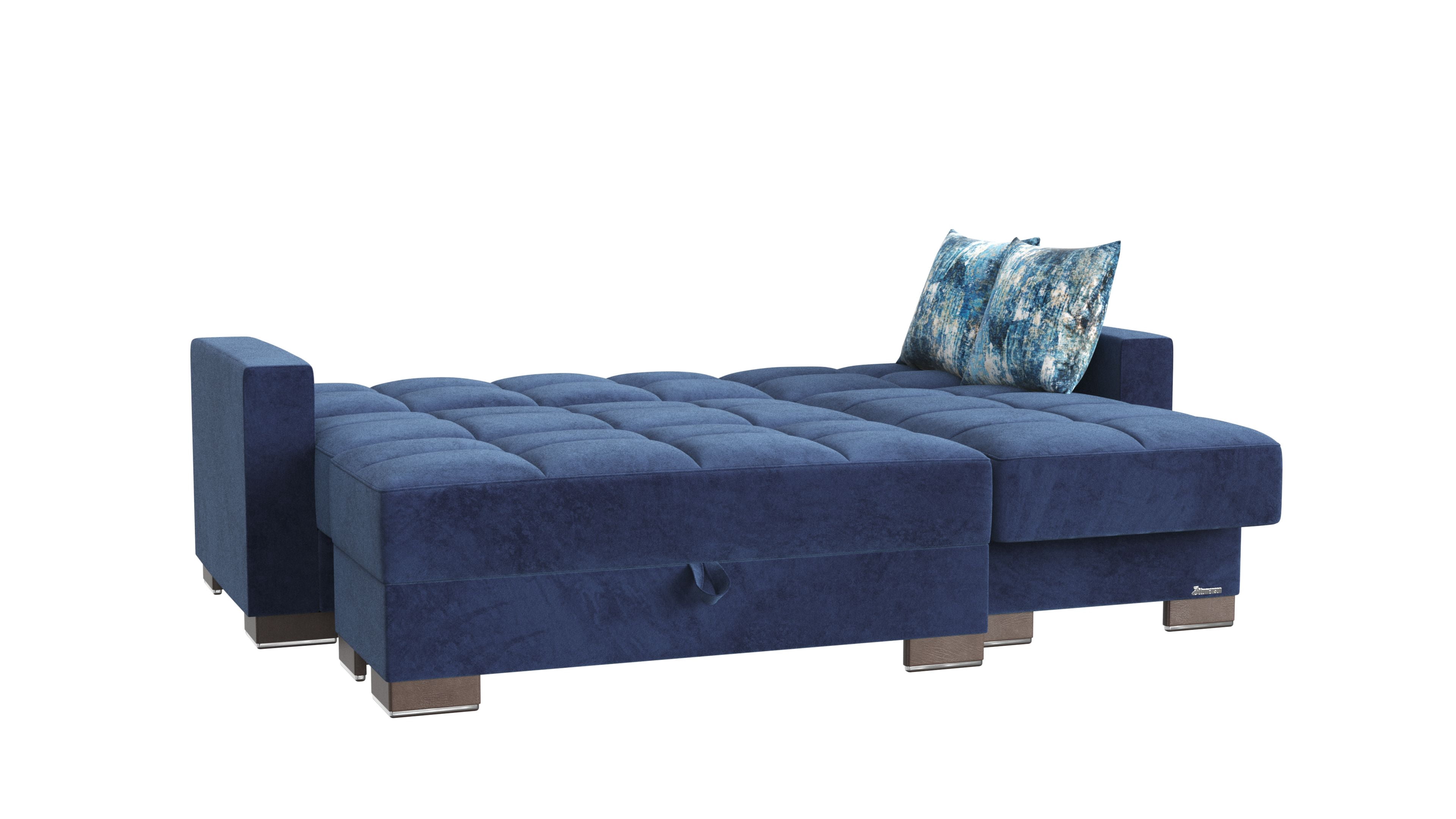 Ottomanson Origins Convertible L-Shaped Sectional Sofa, Blue Microfiber