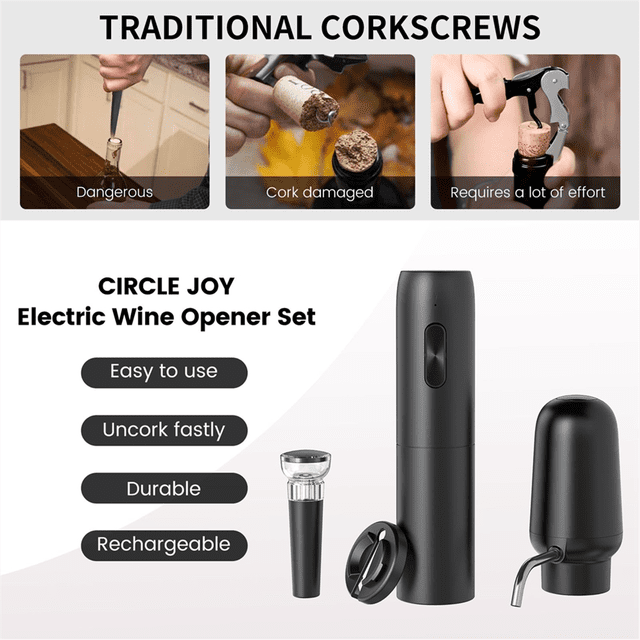 Electric Wine Opener Set 4-In-1 Wine Set with Rechargeable Wine Opener, Rechargeable Wine Aerator Pourer