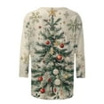 thumbnail image 4 of JSheng Christmas 3/4 Sleeve Tops for Women Women's Loose Fashionable Christmas Printed Round Neck Pullover T-shirt Top Green L, 4 of 5