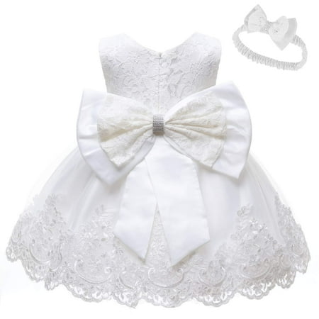 

Maxcozy Toddler Children Girls Tulle Flower Princess Wedding Dress Birthday Party Dresses White 0-3 Months