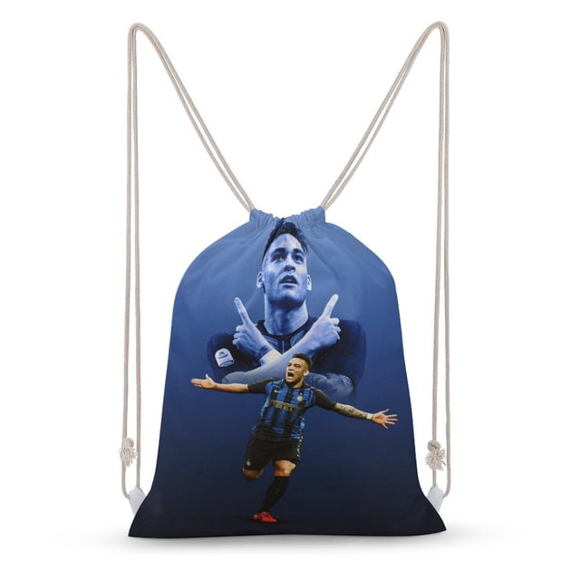 Lautaro Martínez Mochila de Cuerdas para Deportes y Gimnasio, Bolsa de Cuerdas Resistente al Agua, Bolsa Cinch, 30×40cm