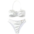 thumbnail image 5 of mgoYE Girl Swimsuit Size 14-16 Bikini Girls Swimsuit Solid Color Girls Tankini Swimsuit with Shorts Criss Cross Back Adjustable Straps Bathing Suit(White,14-15 Years), 5 of 9