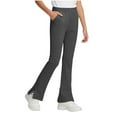 thumbnail image 2 of Pantalones de yoga acampanados de color liso para niñas, con bolsillos y cintura elástica, de poliéster, tallas medianas y grandes., 2 of 9