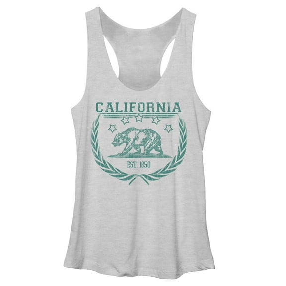 Women's Lost Gods California Bear Wreath Racerback Tank Top White Heather Medium
