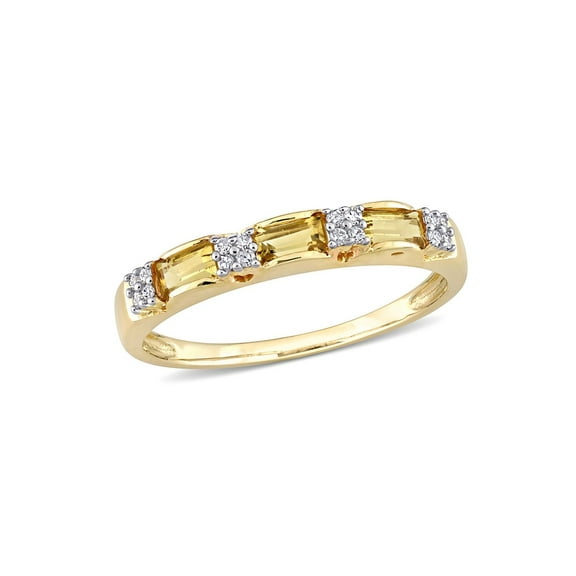 Gem & Harmony 1/3 Carat (Ctw) Citrine and Diamond Band Ring in 10K Yellow Gold for Women