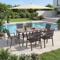 thumbnail image 5 of CHINNLUU Outdoor Dining Table for 6,Rectangular Patio Dining Table with Adjustable 1.97''Umbrella Hole,All-Weather Outdoor Patio Table for Porch, Garden, Backyard, Poolside, Lawn, 5 of 8
