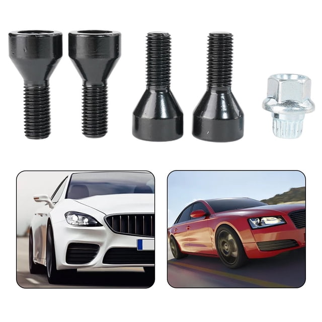 4 Pcs M14 X1.25 Boulons de Verrouillage de Roue en Alliage Noir Écrous de Crantage + Clé pour Bmw Mini R50