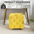 thumbnail image 3 of LEHZROAJ Button Tufted Velvet Vanity Stool with Metal Legs, Modern Makeup Ottoman, Upholstered Foot Rest Footstool for Living Room Bedroom（Yellow）, 3 of 10