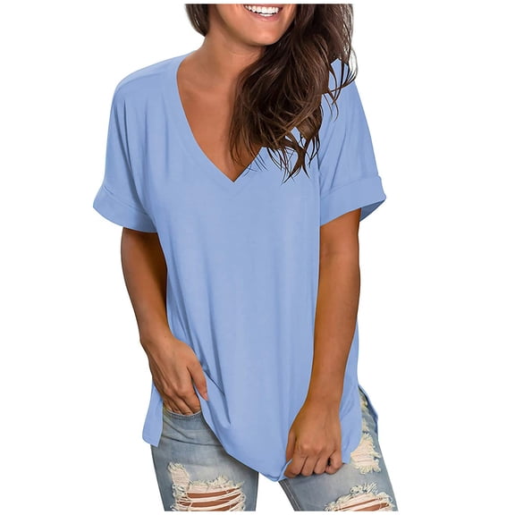 Okbop Women'S Tops, Casual Comfort V-Neck Solid Loose Fit Short Sleeve T-Shirt Women'S Tops, Tees & Blouses Hocus Pocus Shirt Womens