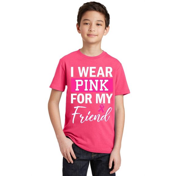 Promotion & Beyond Pink (Ribbon) For My Friend Cancer Awareness Youth T-shirt, Youth S, Cyber Pink