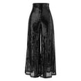 thumbnail image 5 of Wide Leg Pants Woman High Waist Solid Color Sequin Zipper Loose Pants Comfortable Vacation Loose Fit Travel Hiking Fall Pants with Pockets, 5 of 6