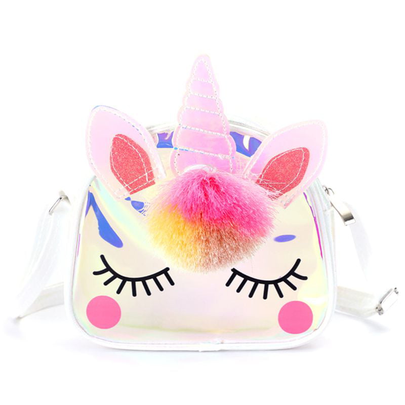Kids Glitter fur cat kitten Unicorn cross body bag purse clothing plush CLAIRE'S 