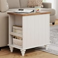 thumbnail image 5 of End Table with Charging Station, Wood Side Table with Storage Drawers for Living Room, Bedroom, White, 5 of 8
