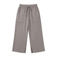 thumbnail image 5 of BOOMNY Girl's Baggy Capri Pants Wide Leg Jogger Pants for Kids Trendy Elastic Waist Solid Lightweight Trousers With Pockets, 5 of 7