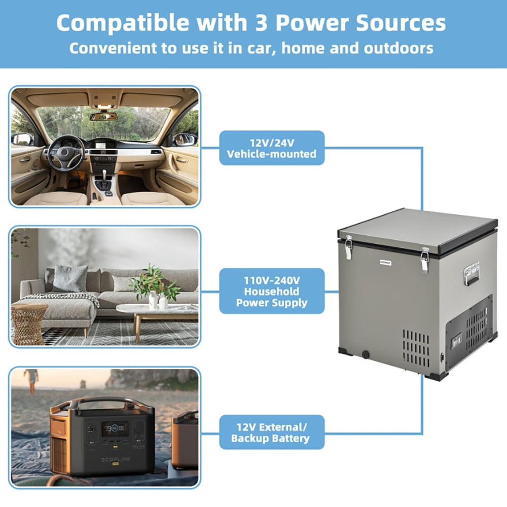 Aimee Lii 68 Quart Portable Car Refrigerator with DC and AC Adapter, Travel Cooler, Gray Aimee Lii 68 Quart Portable Car Refrigerator with DC and AC Adapter, Travel Cooler, Gray