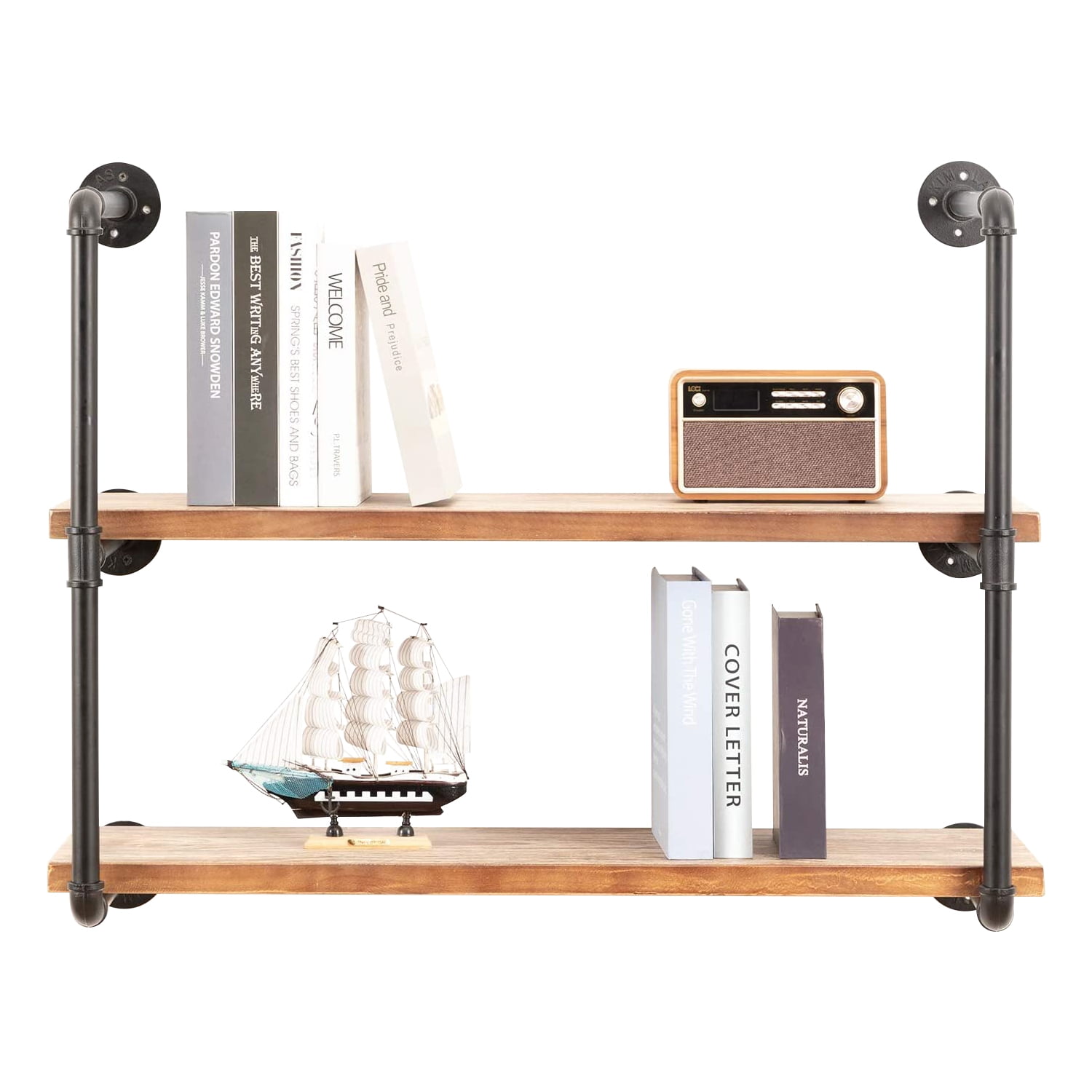 Industrial Wall Mount Iron Pipe Shelf, DIY Bookshelf , Wall Mounted