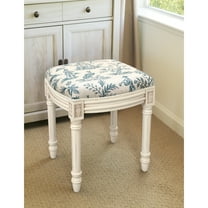 123 Creations Navy Blue Fern Vanity Stool with antique white finish