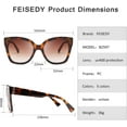 thumbnail image 6 of FEISEDY Retro Oversized Square Sunglasses Stylish Colorful Frame Chic Eyewear for Woman and Men B2597, 6 of 7
