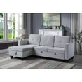 thumbnail image 4 of Nova Light Gray Velvet Reversible Sleeper Sectional Sofa with Storage Chaise, 4 of 6