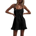 thumbnail image 2 of DYMADE Womens Summer Sleeveless Strappy Rompers Ruffle Short Jumpsuits, 2 of 5