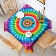 thumbnail image 2 of Colorful Tie Dye Circular Pattern Square Tablecloth,Waterproof Square Table Cover,Wipeable Spillproof Washable Table Cover for Home Kitchen Party Decor 42"X42"(107x107cm), 2 of 6
