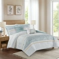 thumbnail image 4 of Madison Park Full/Queen Caralie 5-Piece Seersucker Comforter Set with Throw Pillows, Aqua, 4 of 9