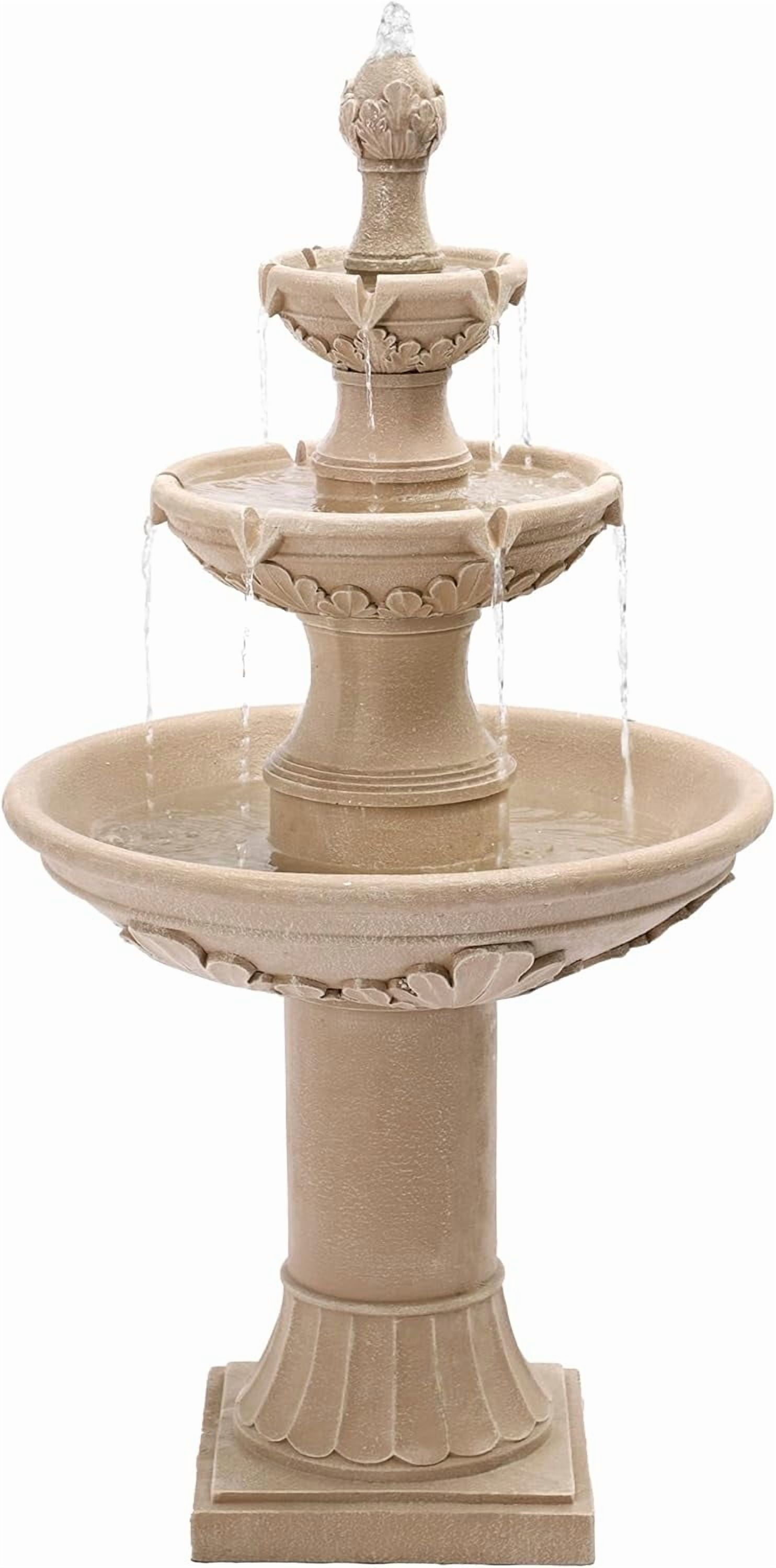 MAGIC UNION Outdoor Garden Water Fountains, 48.4" H Italian Style Fountains and Waterfalls Outside, 3-Tier Large Bubbler Cascading Indoor Floor Water Fountain Features with Pump for Home Yard Decor