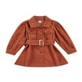 thumbnail image 1 of Veste Habillée pour Bébé Fille, Décontractée, Unie, Col à Revers, Simple Boutonnage, Robe Trapèze, Ceinture, Manteau, 1 of 6
