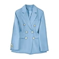 thumbnail image 7 of Cmfcve Women's Double Breasted Blazer Jacket Lapel Collar Long Sleeve Oversized Dressy Casual Suit Coat, 7 of 7