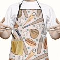 thumbnail image 2 of Beige Baseball Items Pattern Apron-Garden Aprons for Women with Pockets-Cotton Linen Waterproof Kitchen Cooking Gardening Aprons Adjustable for Kitchen,Cooking,BBQ and Salon 33x27 Inch, 2 of 7