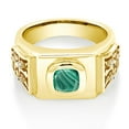 thumbnail image 2 of Gem Stone King Men's 18K Yellow Gold Plated Silver Cushion Green Malachite Ring (3.04 Cttw, Gemstone Birthstone, Size 11), 2 of 4