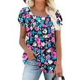 thumbnail image 2 of Womens Daisy T-Shirts Babydoll Pleated Tee Shirts Crew Neck Tops Short Sleeve T Shirts Summer Basic Tee Loose Fit 2025 Fashion, 2 of 5