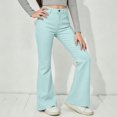 thumbnail image 6 of Girls Solid Casual Flare Leg Pants for Big Kids Mid Rise Full Length Back Pocket Stretch Fabric Everyday Bottoms, 6 of 8