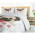 thumbnail image 5 of Ambesonne Pug Duvet Cover Sets, Live Love Bark Words Funny, 2-Queen, Pink Black Pale Pink, 5 of 7