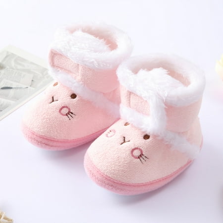 

Infant Baby Plush Boots Winter Warm Soft Sole Booties Toddler Kids Crib Shoes House Shoes Prewalker Shoes 0-18M