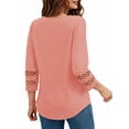 thumbnail image 5 of UVN Summer Tops for Women V Neck 3/4 Sleeve Tunic Blouses Ladies Casual Hollow Out Trendy T Shirts, 5 of 9
