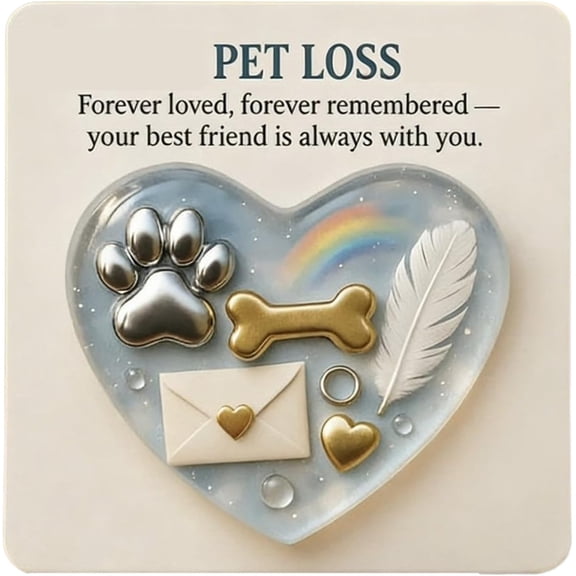 Pet Loss Pocket Hug Heart-Shaped Mini Paw Memorial Keepsake With Card, For Dog Cat Sympathy