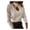 White, variant on Women High Collar Long Sleeve Top Chain Decoration Hollow Out Casual Blouse Size S
