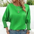 thumbnail image 4 of ZZwxWA 3/4 Length Sleeve Tunic Tops for Womens Summer 2025 Trendy Crew Neck Smocked Cuff Work Dressy Casual T Shirt Blouses, 4 of 6