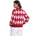 thumbnail image 4 of Asklazy Women’s Relaxed Fit Soft Knit Fabric Sweater Long Sleeve Pullover Crew Neck Casual Winter Top,US Size,Red Plaid,XL, 4 of 9