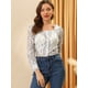 thumbnail image 2 of INSPIRE CHIC Blusa con botones y manga larga de encaje floral semitransparente con cuello cuadrado para mujer blanco S, 2 of 6