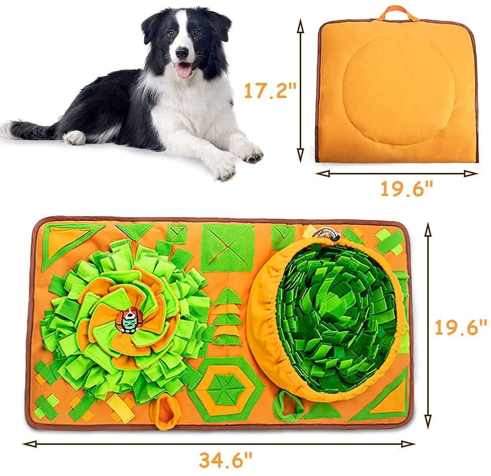 Large Dog Snuffle Mat, Interactive Feeding Mat, 34.6 in x 19.6 in, Squeaker and Crinkle Paper, Non-Slip, Easy to Clean